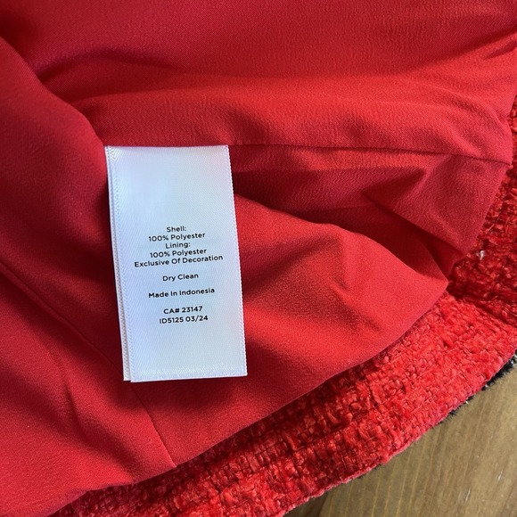 Talbots Red Tweed Jacket Size 12P Fringe Gold Buttons Red White Old Money Preppy - Picture 12 of 14